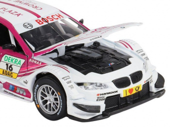 Машина ''АВТОПАНОРАМА'' BMW M3 DTM, белый-розовый, 1/32, свет, звук, инерция, в/к 17,5*13,5*9 см