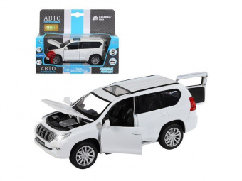 Машина ''АВТОПАНОРАМА'' Land Cruiser Prado, белый, 1/32, свет, звук, инерция, в/к 17,5*13,5*9 см