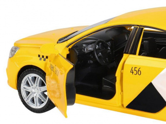 Машина ''АВТОПАНОРАМА'' Яндекс.Такси  LADA VESTA, желтый, 1/24, свет. звук. эффект., инерция, в/к 24,5*12,5*10,5 см