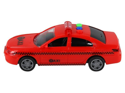 Машина AUTODRIVE Такси 15см инерц. на бат. со светом и звуком, красный,  в/к 19,5*8,5*10,5