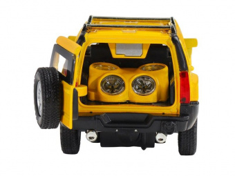 Машина ''АВТОПАНОРАМА'' Hummer H3, желтый, 1/32, свет, звук, инерция, в/к 17,5*13,5*9 см