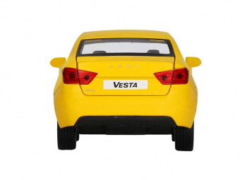 Машина ''АВТОПАНОРАМА'' Яндекс.Такси  LADA VESTA, желтый, 1/24, свет. звук. эффект., инерция, в/к 24,5*12,5*10,5 см