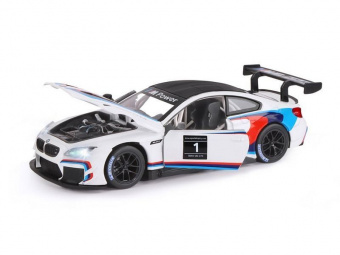 Машина ''АВТОПАНОРАМА'' BMW M6 GT3, белый, 1/24, свет, звук, в/к 24,5*12,5*10,5 см