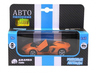 Машина АВТОПАНОРАМА Lamborghini Aventador LP700-4 Roadster, 1/43, оранжевый, инерция
