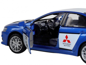 Машина АВТОПАНОРАМА Mitsubishi Lancer Evolution, 1/32, синий, свет, звук, в/к 18*9*13,5 см