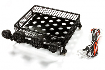 Realistic 1 /1 0 Scale Metal Luggage Tray 101x82mm with 4 LED Spot Light Set