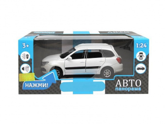 Машина ''АВТОПАНОРАМА'' LADA GRANTA CROSS, белый, 1/24, свет, звук, инерция, в/к 24,5*12,5*10,5 см