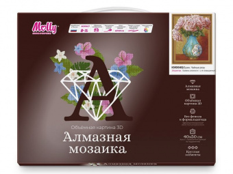Алмазная мозаика 3D с нанесенной рамкой 40х50 БУЗИН. ЧАЙНЫЕ РОЗЫ (29 цветов)