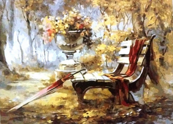 Осенняя лавочка. Картина по номерам 40х50