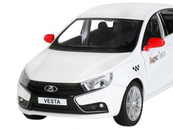 Машина ''АВТОПАНОРАМА'' Яндекс.Такси  LADA VESTA, белый, 1/24, свет. звук. эффект., инерция, в/к 24,5*12,5*10,5 см