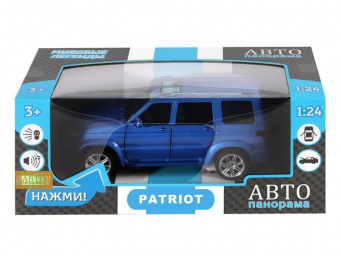 Машина ''АВТОПАНОРАМА'' УАЗ PATRIOT, темно-синий металлик, 1/26, свет, звук, в/к 24,5*12,5*10,5 см