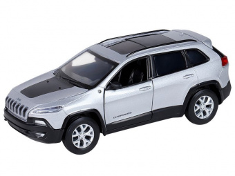 Машина АВТОПАНОРАМА Jeep  Cherokee, 1/32, серебряный, инерция, свет, звук, в/к 17,5*13,5*9 см