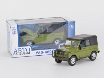 Машина ''АВТОПАНОРАМА'' УАЗ-469 1/24 в/к 22*12*11 см, защитный-зеленый