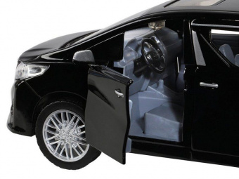 Машина АВТОПАНОРАМА Toyota Alphard, 1/29, черный, откр. двери, свет, звук, в/к 20*10*11 см