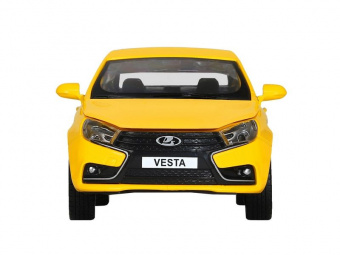 Машина ''АВТОПАНОРАМА'' Яндекс.Такси  LADA VESTA, желтый, 1/24, свет. звук. эффект., инерция, в/к 24,5*12,5*10,5 см