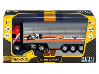 Машина ''АВТОПАНОРАМА'' Volvo, красный, 1/50, свет, звук, в/к 28*14*10 см