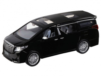 Машина АВТОПАНОРАМА Toyota Alphard, 1/29, черный, откр. двери, свет, звук, в/к 20*10*11 см