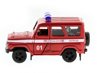 Машина ''АВТОПАНОРАМА'' инерц. УАЗ-469 (пожарная) 1/50, в/к 12*7*5,5 см