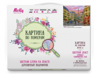 Картина по номерам с цветной схемой на холсте 30х40 Парижская улица (24 цвета)