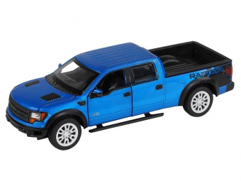 Машина ''АВТОПАНОРАМА'' Ford F-150 SVT Raptor, синий, 1/34, свет, звук, инерция, в/к 20*10*11 см