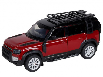 Машина АВТОПАНОРАМА Land Rover Defender 110, 1/32, красный, свет, звук, в/к 17,5*13,5*9 см
