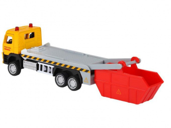 Машина ''АВТОПАНОРАМА'' VOLVO FM Мусоровоз, желтый-красный, 1/72, инерция, в/к 17,5*13*6,5 см