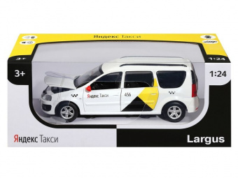 Машина ''АВТОПАНОРАМА'' Яндекс.Такси LADA LARGUS, белый, 1/24, свет, звук, в/к 24,5*12,5*10,5 см