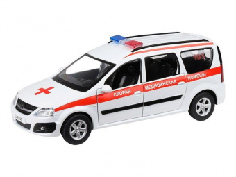 Машина ''АВТОПАНОРАМА'' LADA LARGUS Скорая помощь, 1/24, свет, звук, инерция, в/к 24,5*12,5*10,5 см
