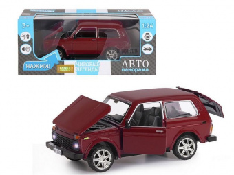 Машина ''АВТОПАНОРАМА'' ВАЗ 21214, 1/22, бордовый, инерция, в/к 24,5x12,5x10,5 см