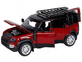 Машина АВТОПАНОРАМА Land Rover Defender 110, 1/32, красный, свет, звук, в/к 17,5*13,5*9 см