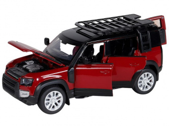 Машина АВТОПАНОРАМА Land Rover Defender 110, 1/32, красный, свет, звук, в/к 17,5*13,5*9 см