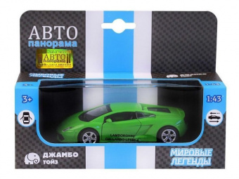 Машина АВТОПАНОРАМА Lamborghini Gallardo LP560-4, 1/43, зеленый, инерция, в/к 17,5*12,5*6,5 см