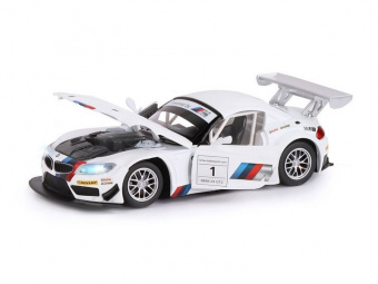 Машина ''АВТОПАНОРАМА'' BMW Z4 GT3, белый, 1/24, свет, звук, в/к 24,5*12,5*10,5 см