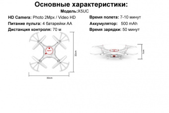 Радиоуправляемый квадрокоптер Syma X5UC 720P HD Camera 2.4G RTF