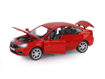 Машина ''АВТОПАНОРАМА'' LADA VESTA седан, 1/24,  красный, свет. звук. эффекты, в/к 24,5x12,5x10,5 см