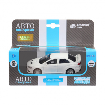 Машина АВТОПАНОРАМА Mitsubishi Lancer Evolution, белый, 1/40, откр. двери, в/к 17,5*12,5*6,5 см