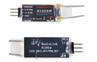12-канальный мини приемник RadioLink R12DSM (подходит к аппаратурам 12AT9, AT9S, AT10, AT10II)