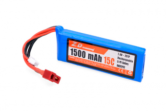 ZD Racing 7.4V 1500mAh 15C 2S Li-PO Battery for 1/16 1/14 RC Car 