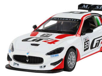 Машина ''АВТОПАНОРАМА'' Maserati Gran Turismo MC GT4, белый, 1/32, свет, звук, в/к 17,5*13,5*9 см