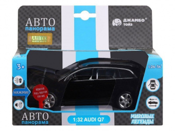 Машина ''АВТОПАНОРАМА'' Audi Q7, черный, 1/32, свет, звук, инерция, в/к 17,5*13,5*9 см