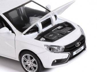 Машина '''АВТОПАНОРАМА'' LADA VESTA седан, 1/24,  белый, свет. звук. эффекты, в/к 24,5x12,5x10,5 см
