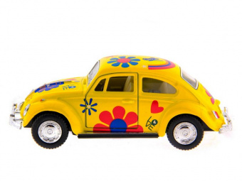 Машина Kinsmart 1967 Volkswagen Classical Beetle with printing инерция (1/12шт.) 1:32 б/к