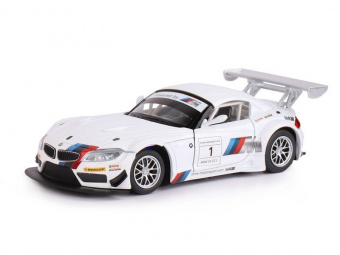 Машина ''АВТОПАНОРАМА'' BMW Z4 GT3, белый, 1/24, свет, звук, в/к 24,5*12,5*10,5 см