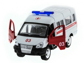 Машина ''АВТОПАНОРАМА'' инерц. ГАЗель (скорая) 1/50, в/к 14,5*8*5,5 см