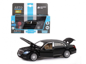 Машина ''АВТОПАНОРАМА'' Mercedes-Benz S600, черный, 1/32, свет, звук, инерция, в/к 17,5*13,5*9 см