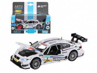 Машина ''АВТОПАНОРАМА'' BMW M3 DTM, белый, 1/32, свет, звук, инерция, в/к 17,5*13,5*9 см