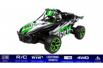 Машинка Багги на пульте управления (Полный привод, 1:18, 2.4G) Зеленый