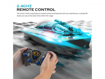 Радиоуправляемый катер Flytec V555 (зеленый) с подсветкой 2.4G RTR