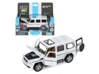Машина АВТОПАНОРАМА Mercedes-Benz G350d, белый, 1/32, свет, звук, инерция, в/к 18*9*13,5 см