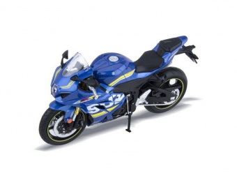 Мотоцикл АВТОПАНОРАМА SUZUKI GSR-R1000, 1/12, металл, синий, свободный ход колес